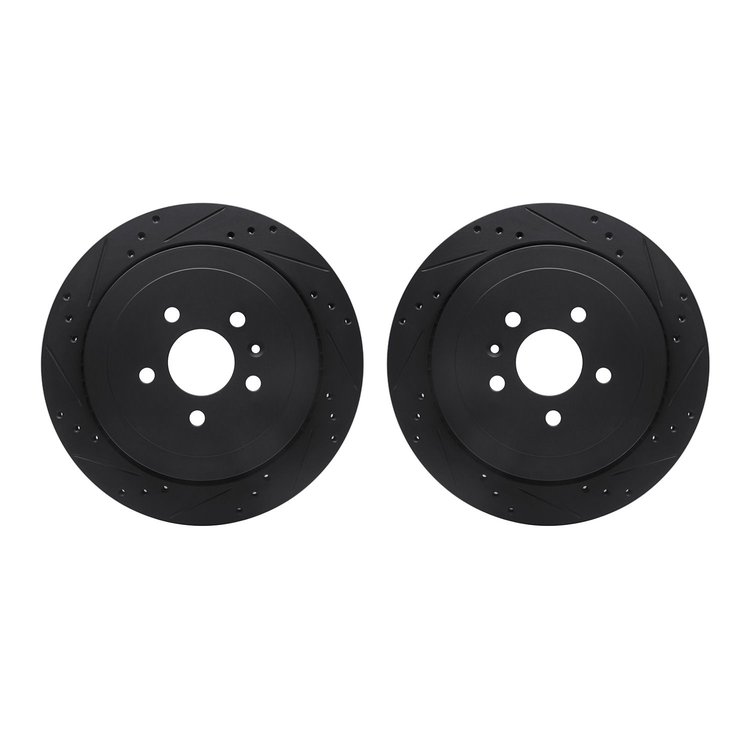 8002-55008 Drilled/Slotted Brake Rotors [Black], 2013-2016 Ford/Lincoln/Mercury/Mazda, Position: Rear