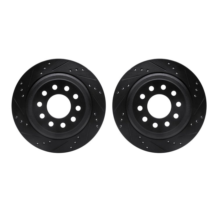 8002-55009 Drilled/Slotted Brake Rotors [Black], 2003-2011 Ford/Lincoln/Mercury/Mazda, Position: Rear