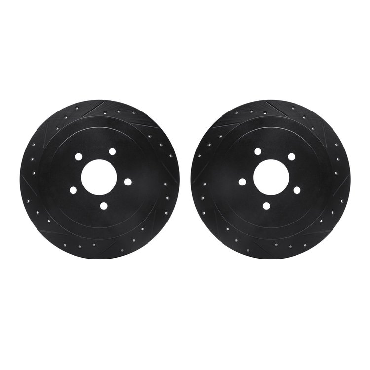 8002-55010 Drilled/Slotted Brake Rotors [Black], 2003-2011 Ford/Lincoln/Mercury/Mazda, Position: Rear