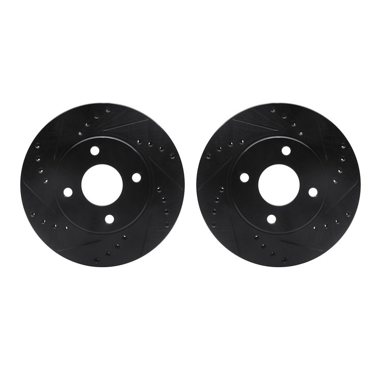 8002-56000 Drilled/Slotted Brake Rotors [Black], 1995-2002 Ford/Lincoln/Mercury/Mazda, Position: Front