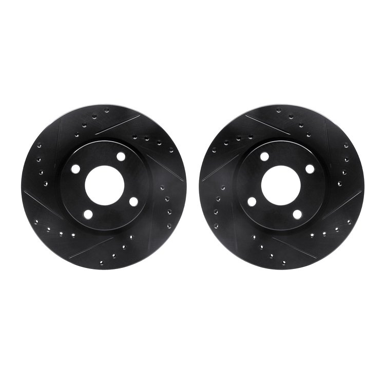 8002-56001 Drilled/Slotted Brake Rotors [Black], 1998-2002 Ford/Lincoln/Mercury/Mazda, Position: Front