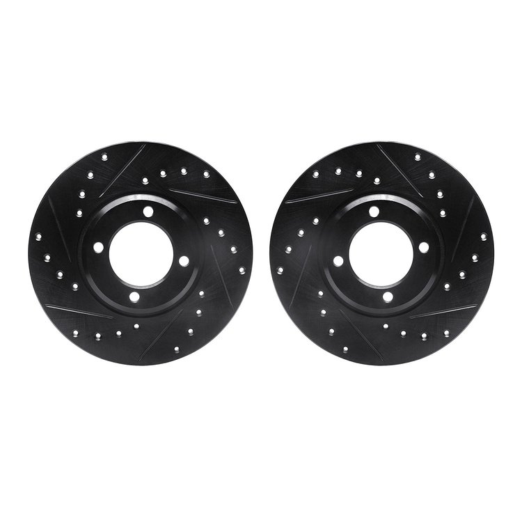 8002-56002 Drilled/Slotted Brake Rotors [Black], 1963-1986 Multiple Makes/Models, Position: Front