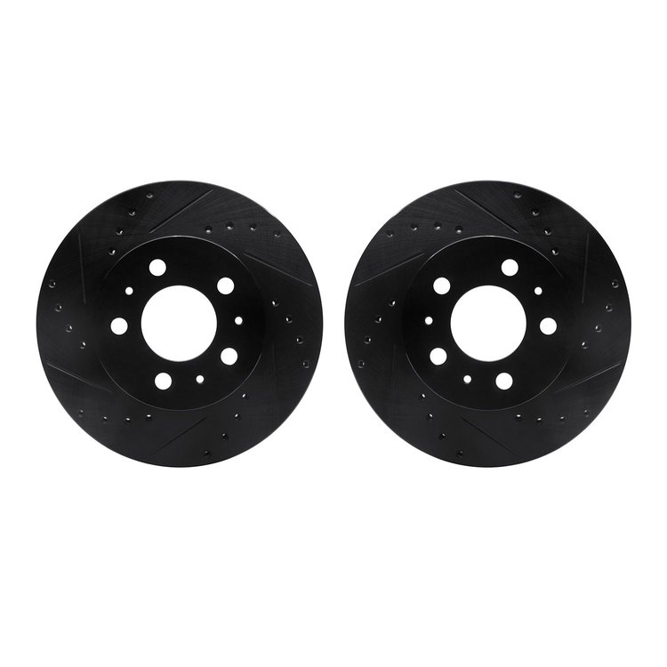 8002-56007 Drilled/Slotted Brake Rotors [Black], 1995-1997 Ford/Lincoln/Mercury/Mazda, Position: Front