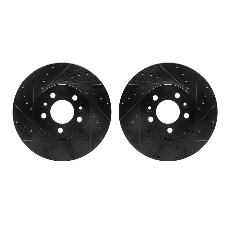 8002-56008 Drilled/Slotted Brake Rotors [Black], 1998-2002 Ford/Lincoln/Mercury/Mazda, Position: Front