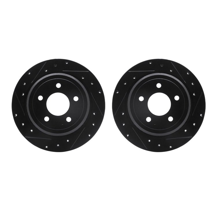 8002-56016 Drilled/Slotted Brake Rotors [Black], 2003-2011 Ford/Lincoln/Mercury/Mazda, Position: Rear