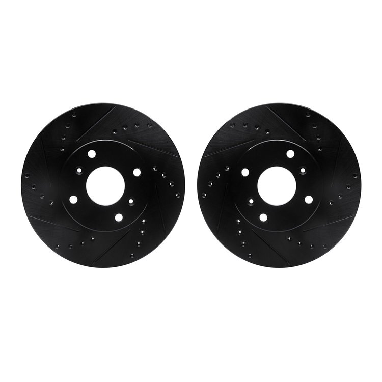 8002-58000 Drilled/Slotted Brake Rotors [Black], 1998-1999 Acura/Honda, Position: Front