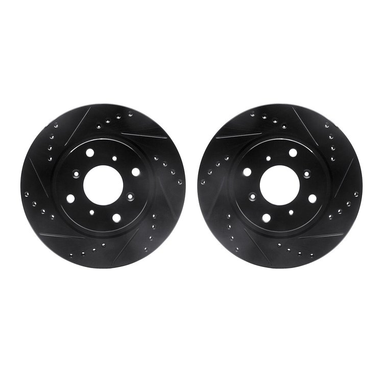 8002-58003 Drilled/Slotted Brake Rotors [Black], 1987-1990 Acura/Honda, Position: Front