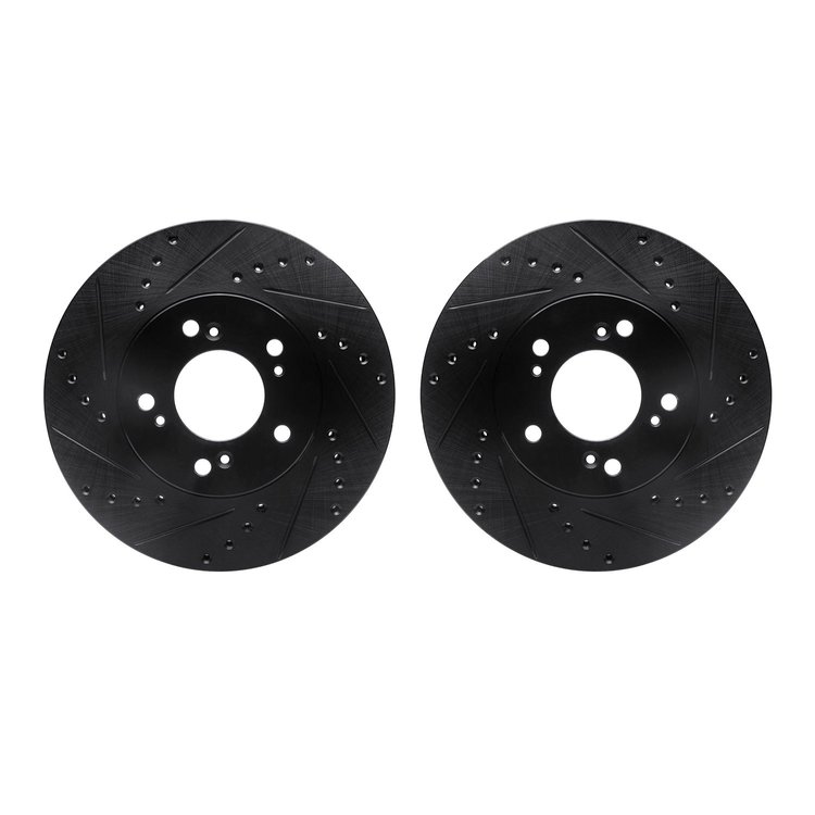 8002-58004 Drilled/Slotted Brake Rotors [Black], 1993-1995 Acura/Honda, Position: Front