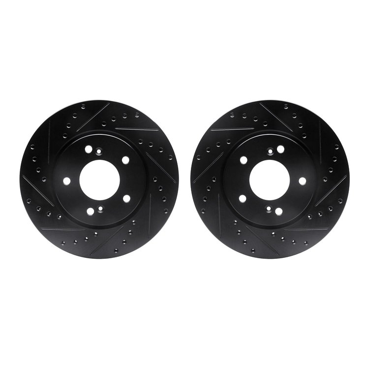 8002-58007 Drilled/Slotted Brake Rotors [Black], 1991-1996 Acura/Honda, Position: Front