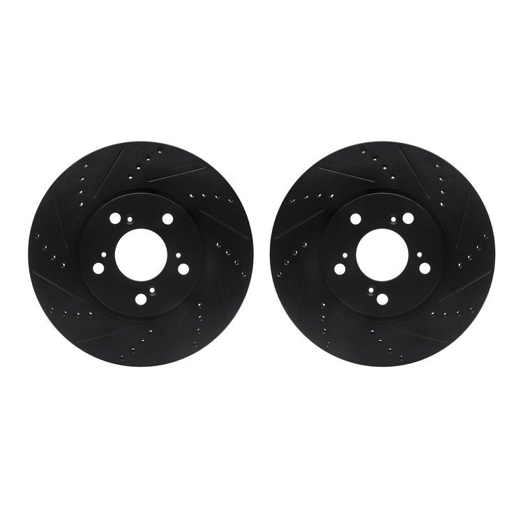 8002-58013 Drilled/Slotted Brake Rotors [Black], 2014-2020 Acura/Honda, Position: Front