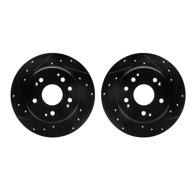 8002-58016 Drilled/Slotted Brake Rotors [Black], 2001-2003 Acura/Honda, Position: Rear