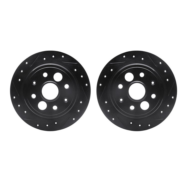 8002-58017 Drilled/Slotted Brake Rotors [Black], 1986-1989 Acura/Honda, Position: Rear