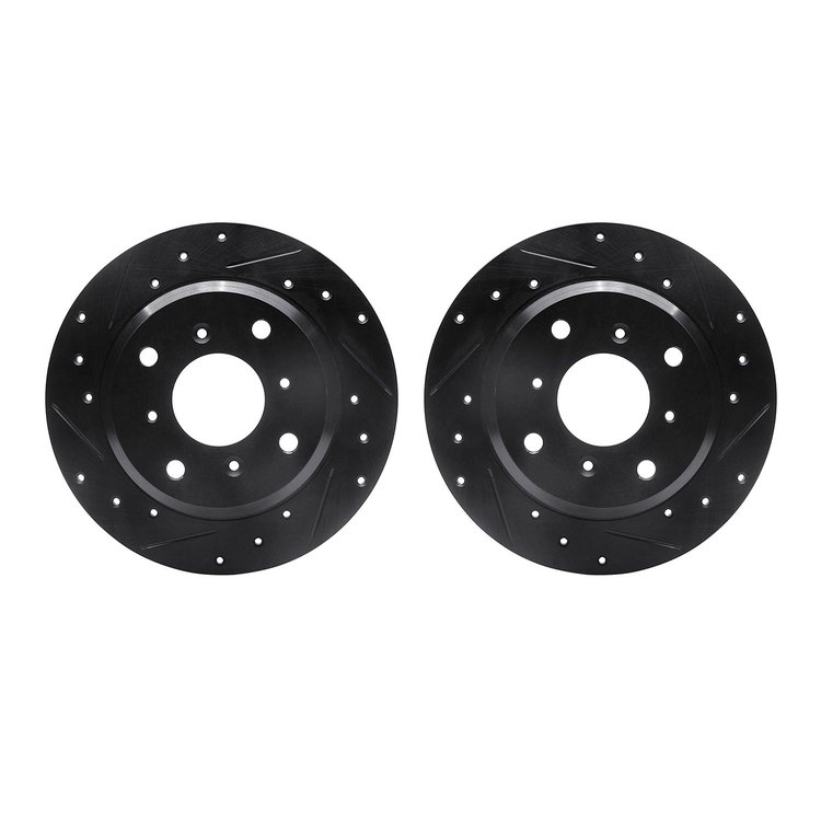 8002-58018 Drilled/Slotted Brake Rotors [Black], 1987-1990 Acura/Honda, Position: Rear