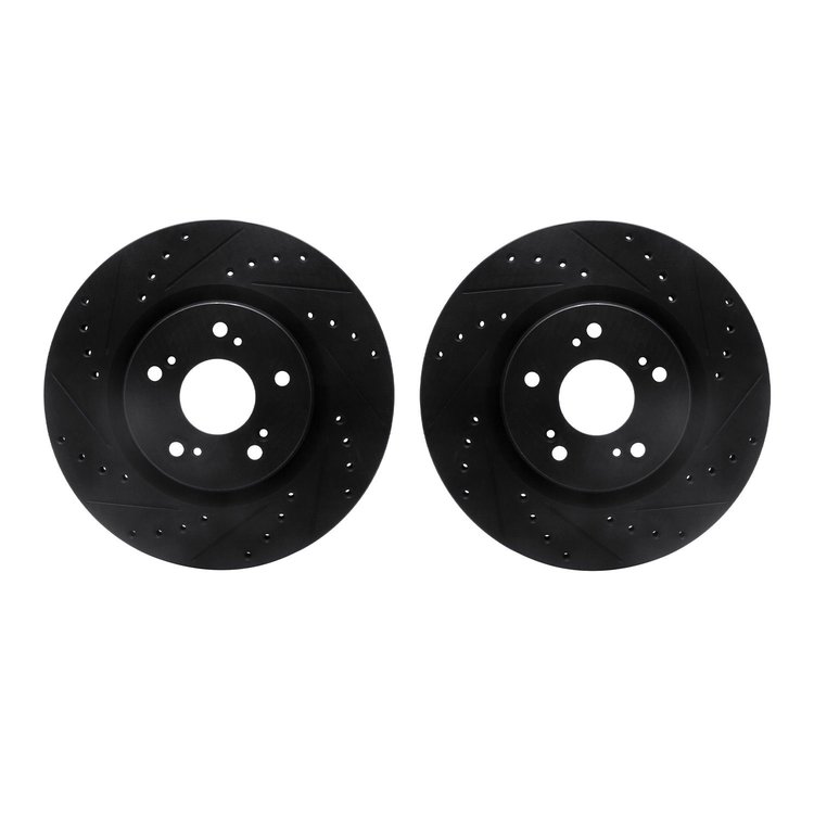 8002-58022 Drilled/Slotted Brake Rotors [Black], 1997-2005 Acura/Honda, Position: Rear