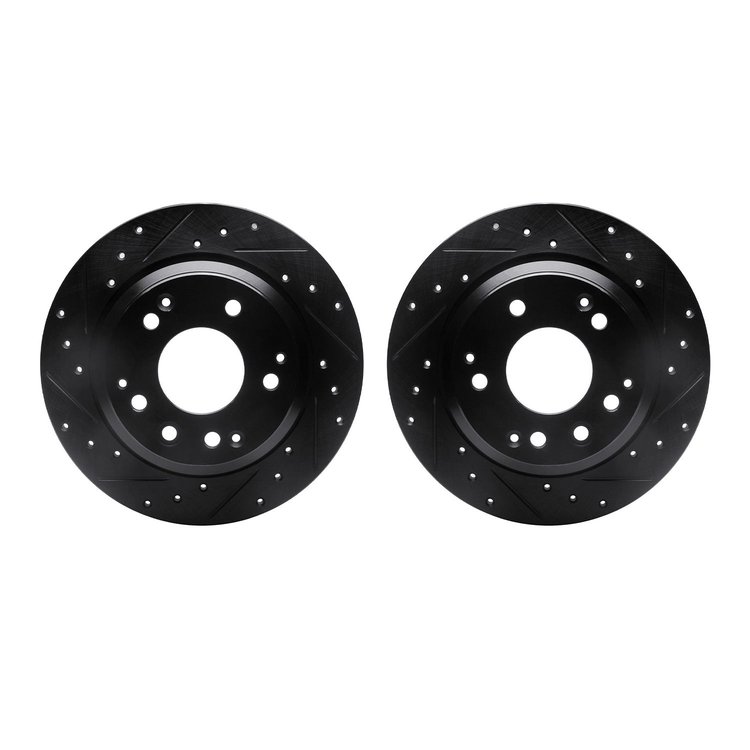 8002-58024 Drilled/Slotted Brake Rotors [Black], 1999-2001 Acura/Honda, Position: Rear
