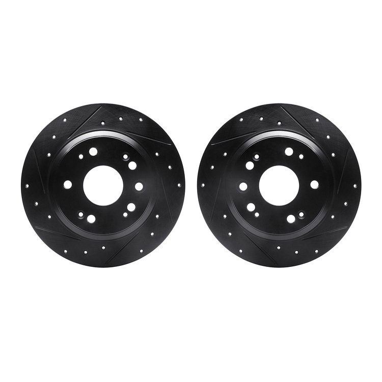 8002-58025 Drilled/Slotted Brake Rotors [Black], 2002-2004 Acura/Honda, Position: Rear