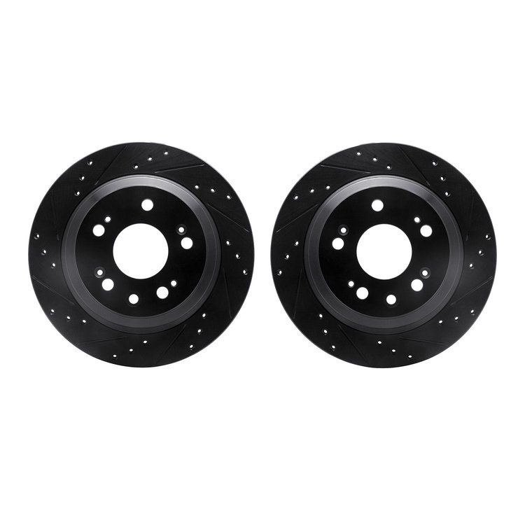 8002-58026 Drilled/Slotted Brake Rotors [Black], 2005-2012 Acura/Honda, Position: Rear