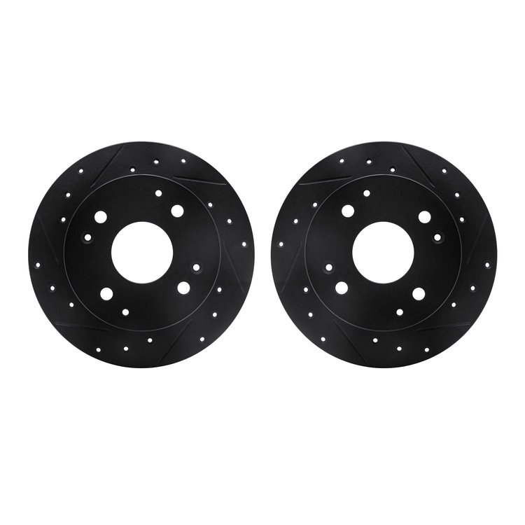 8002-58028 Drilled/Slotted Brake Rotors [Black], 1995-1998 Acura/Honda, Position: Rear