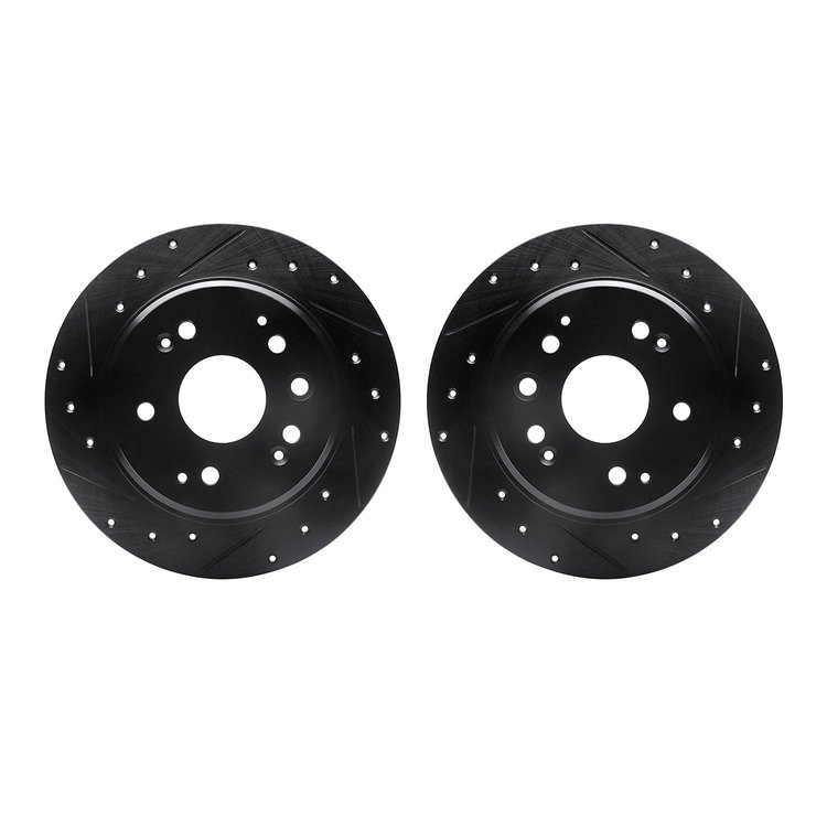 8002-58030 Drilled/Slotted Brake Rotors [Black], 1999-2003 Acura/Honda, Position: Rear