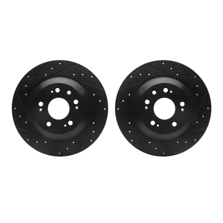 8002-58032 Drilled/Slotted Brake Rotors [Black], 2009-2014 Acura/Honda, Position: Rear
