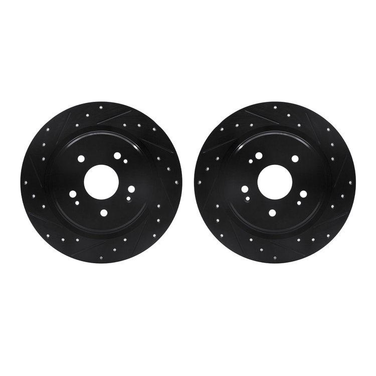 8002-58033 Drilled/Slotted Brake Rotors [Black], Fits Select Acura/Honda, Position: Rear