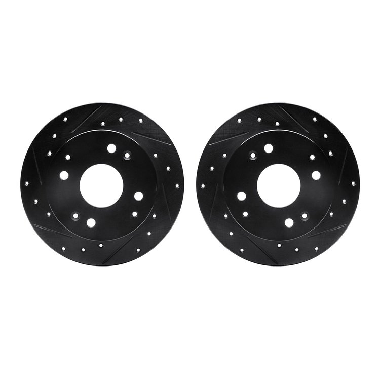 8002-58034 Drilled/Slotted Brake Rotors [Black], 1992-1994 Acura/Honda, Position: Rear