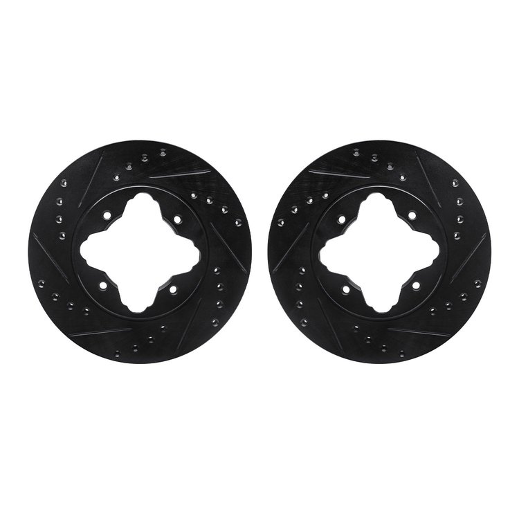 8002-59000 Drilled/Slotted Brake Rotors [Black], 1990-1997 Acura/Honda, Position: Front