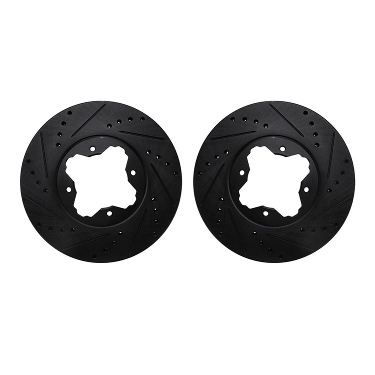 8002-59001 Drilled/Slotted Brake Rotors [Black], 1991-1997 Acura/Honda, Position: Front