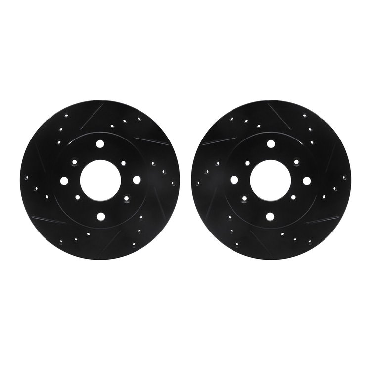 8002-59002 Drilled/Slotted Brake Rotors [Black], 1998-2002 Acura/Honda, Position: Front