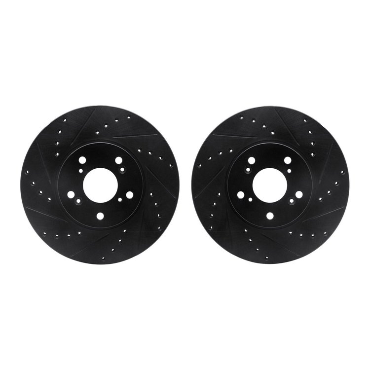 8002-59003 Drilled/Slotted Brake Rotors [Black], 1999-2014 Acura/Honda, Position: Front