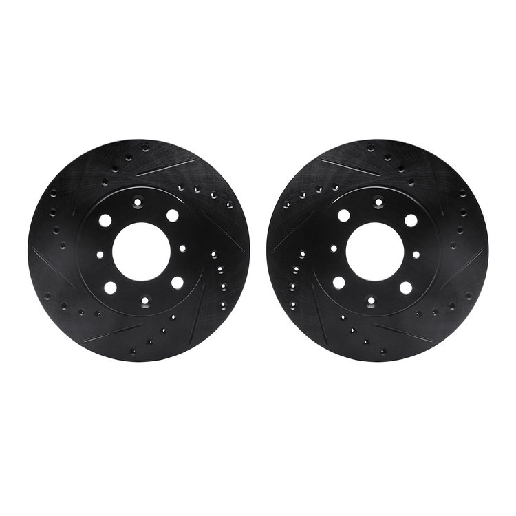 8002-59010 Drilled/Slotted Brake Rotors [Black], 1986-1991 Acura/Honda, Position: Front