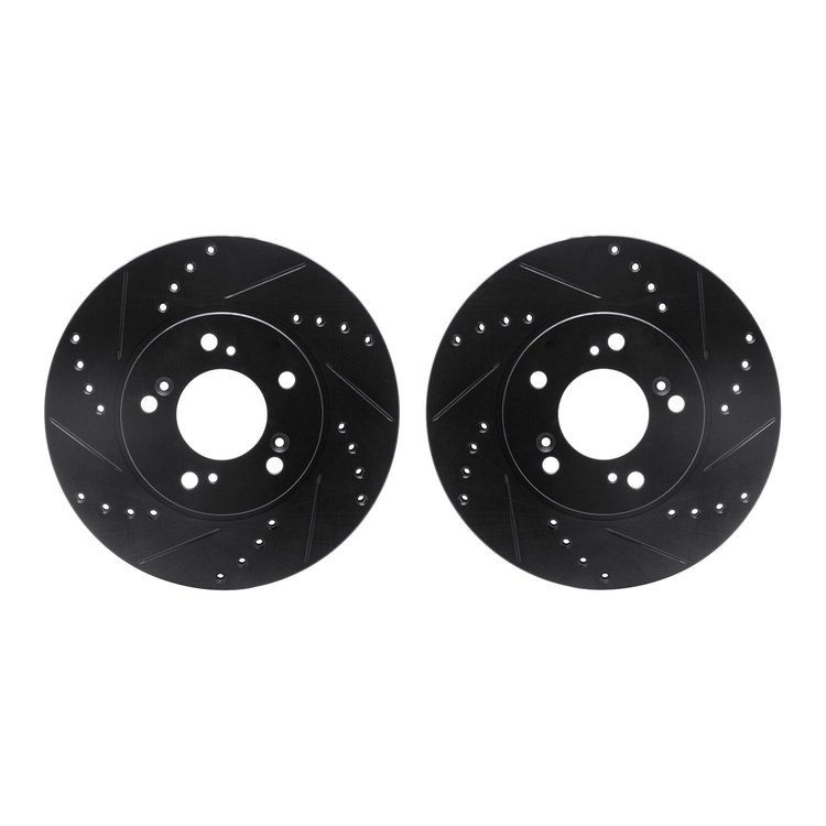 8002-59011 Drilled/Slotted Brake Rotors [Black], 1991-2001 Multiple Makes/Models, Position: Front