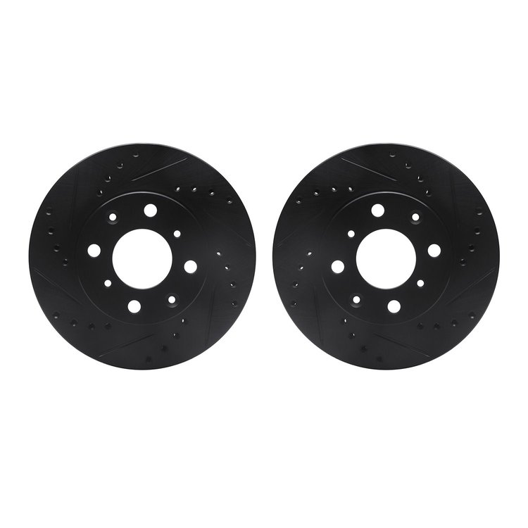8002-59019 Drilled/Slotted Brake Rotors [Black], 1984-1990 Acura/Honda, Position: Front