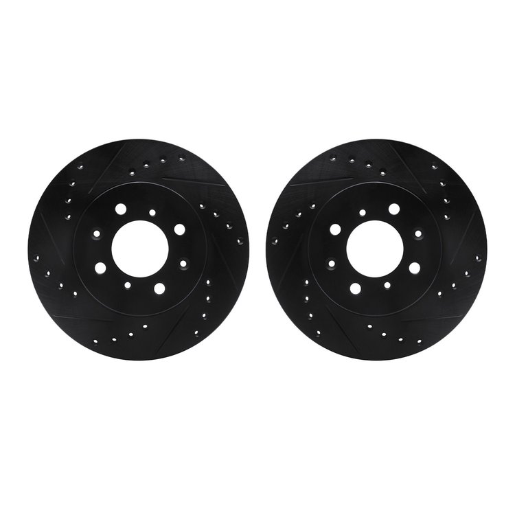 8002-59020 Drilled/Slotted Brake Rotors [Black], 1988-1991 Acura/Honda, Position: Front