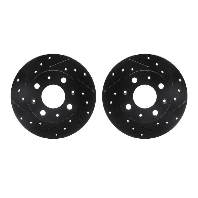8002-59027 Drilled/Slotted Brake Rotors [Black], 1979-1983 Acura/Honda, Position: Front