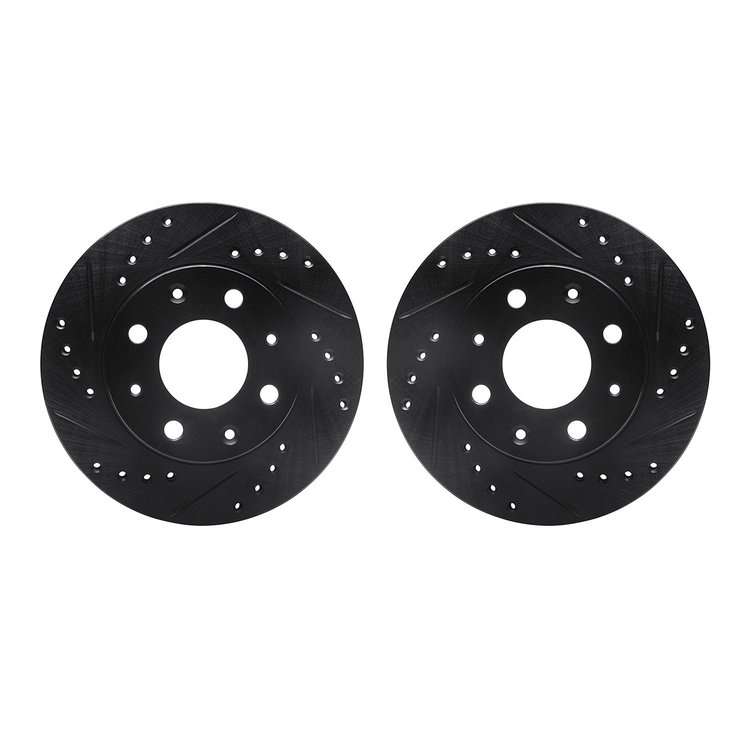 8002-59031 Drilled/Slotted Brake Rotors [Black], 1984-2006 Acura/Honda, Position: Front