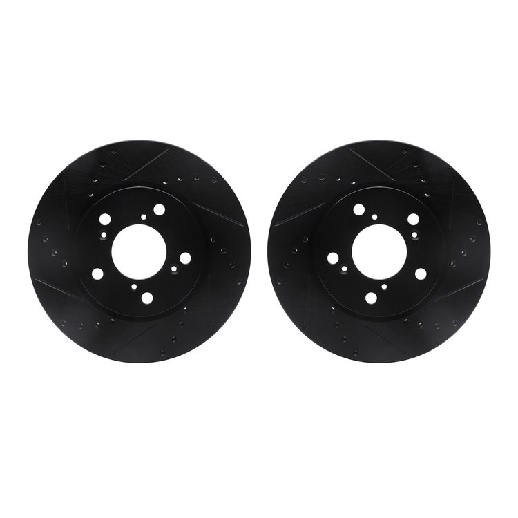 8002-59036 Drilled/Slotted Brake Rotors [Black], 2005-2010 Acura/Honda, Position: Front