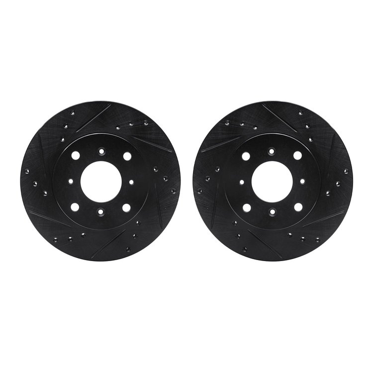 8002-59038 Drilled/Slotted Brake Rotors [Black], 1992-1996 Acura/Honda, Position: Front