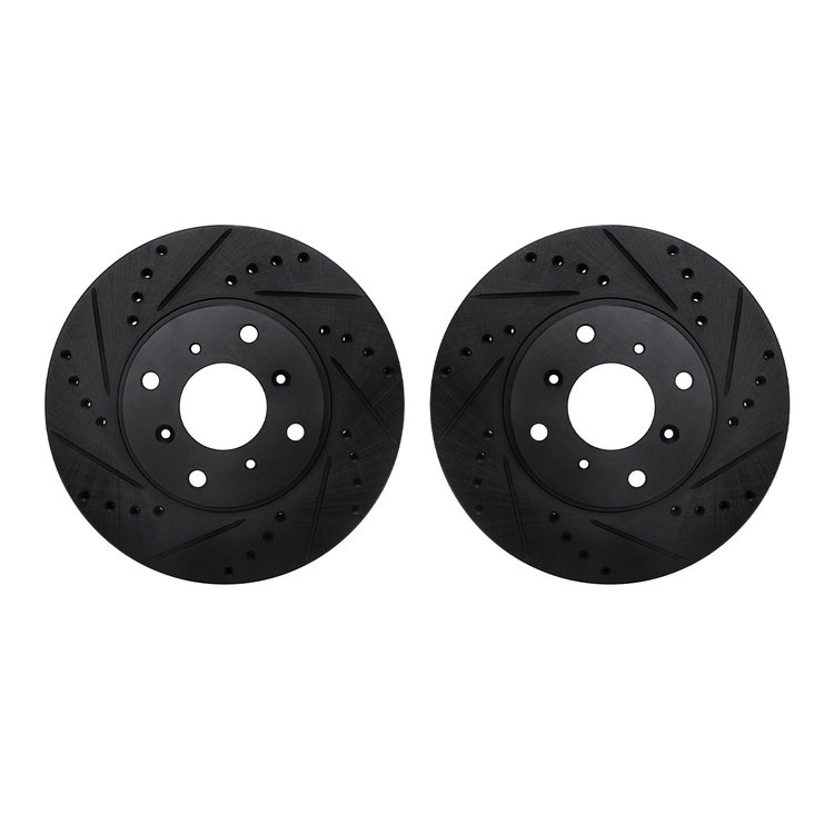 8002-59039 Drilled/Slotted Brake Rotors [Black], 1992-1996 Acura/Honda, Position: Front