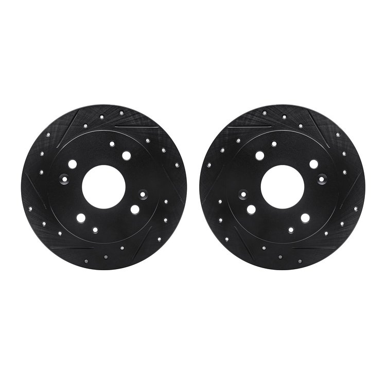 8002-59042 Drilled/Slotted Brake Rotors [Black], 1992-1997 Acura/Honda, Position: Rear