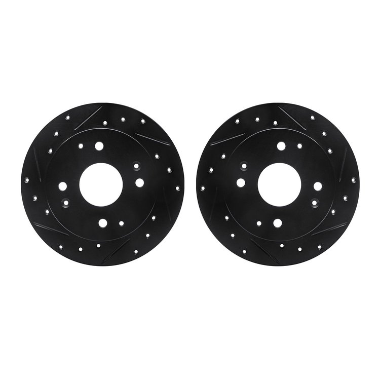 8002-59043 Drilled/Slotted Brake Rotors [Black], 1998-2002 Acura/Honda, Position: Rear