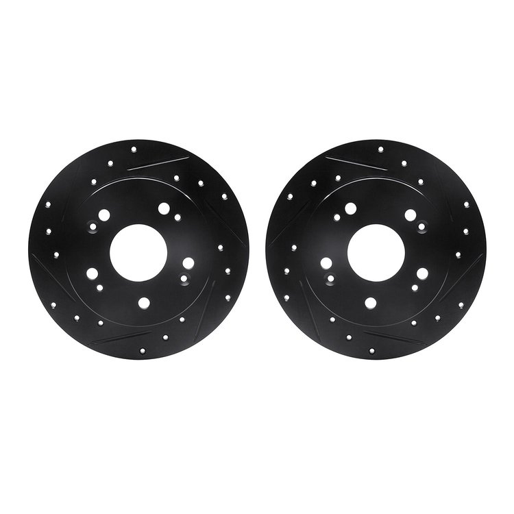 8002-59044 Drilled/Slotted Brake Rotors [Black], 1997-2015 Acura/Honda, Position: Rear