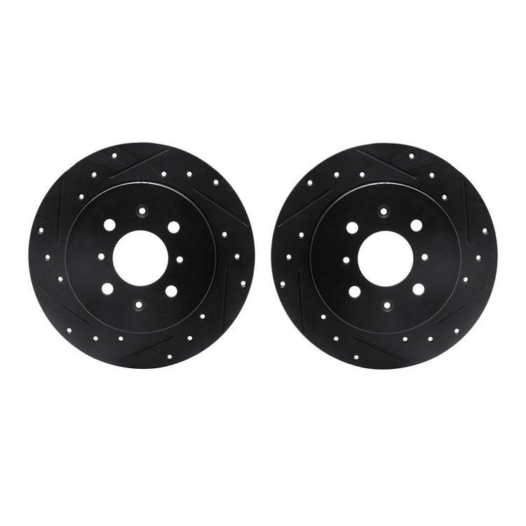 8002-59045 Drilled/Slotted Brake Rotors [Black], 2001-2005 Acura/Honda, Position: Rear