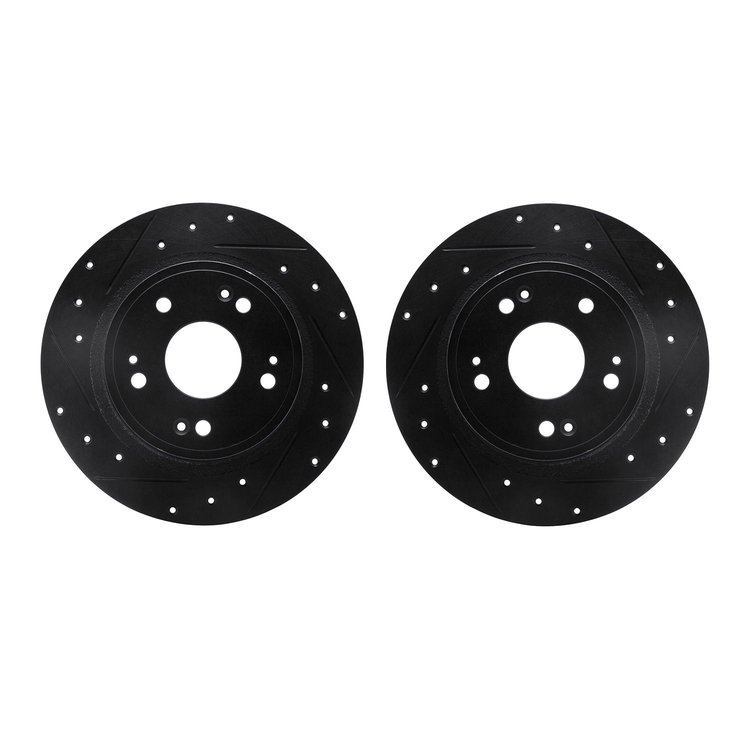 8002-59046 Drilled/Slotted Brake Rotors [Black], Fits Select Acura/Honda, Position: Rear