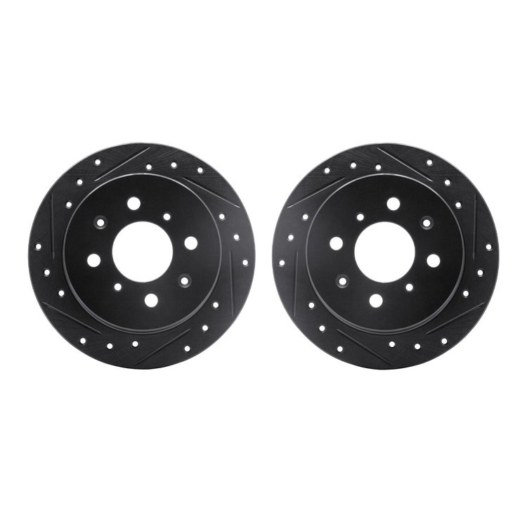 8002-59047 Drilled/Slotted Brake Rotors [Black], 1988-2001 Acura/Honda, Position: Rear