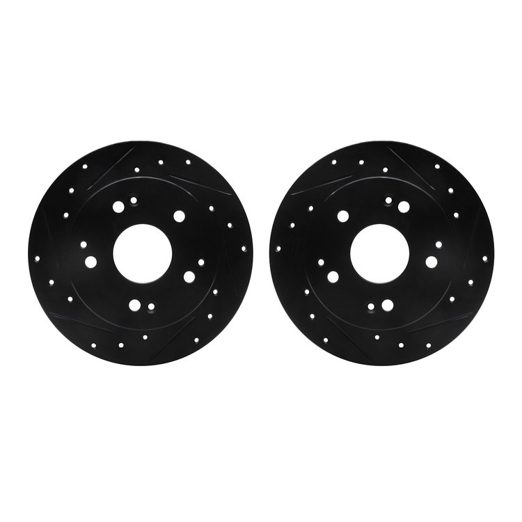 8002-59048 Drilled/Slotted Brake Rotors [Black], 1997-2006 Acura/Honda, Position: Rear
