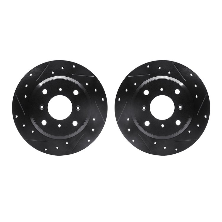 8002-59049 Drilled/Slotted Brake Rotors [Black], 1986-1996 Acura/Honda, Position: Rear