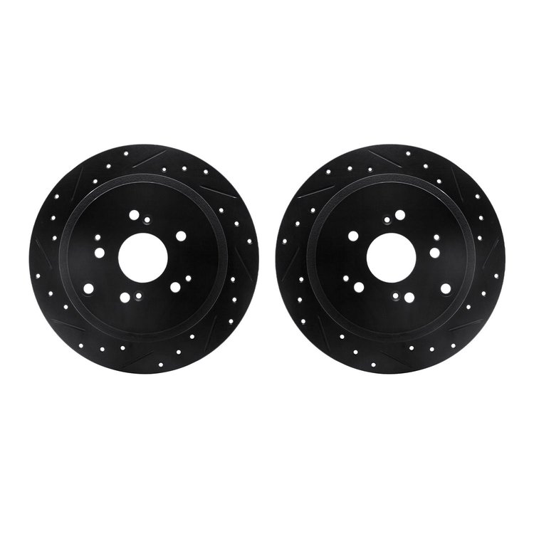 8002-59051 Drilled/Slotted Brake Rotors [Black], 2001-2008 Acura/Honda, Position: Rear