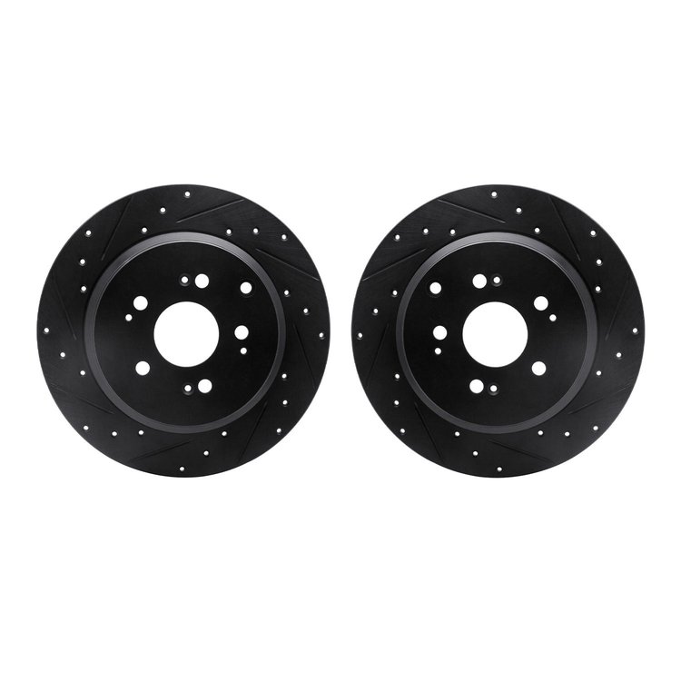 8002-59052 Drilled/Slotted Brake Rotors [Black], 2007-2017 Acura/Honda, Position: Rear