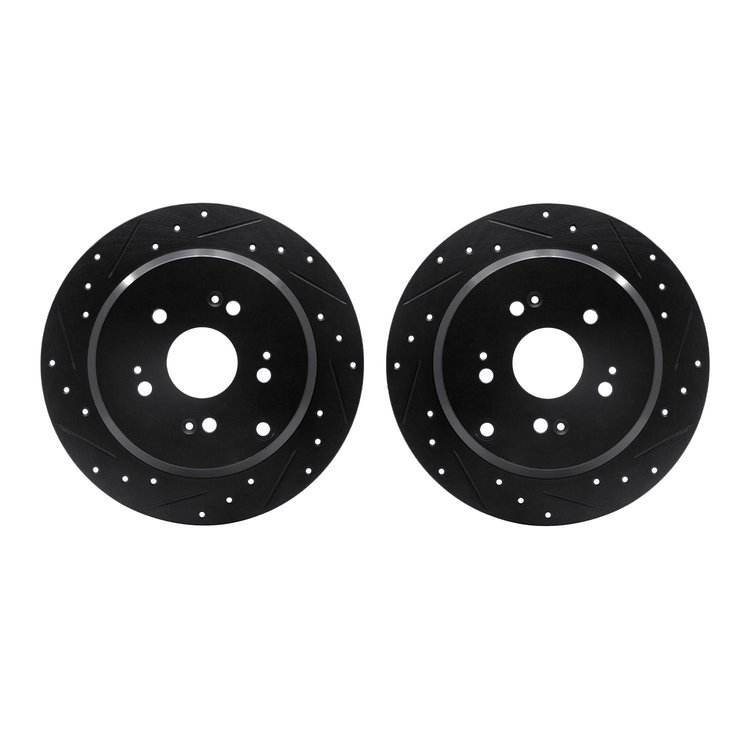8002-59053 Drilled/Slotted Brake Rotors [Black], 2005-2018 Acura/Honda, Position: Rear